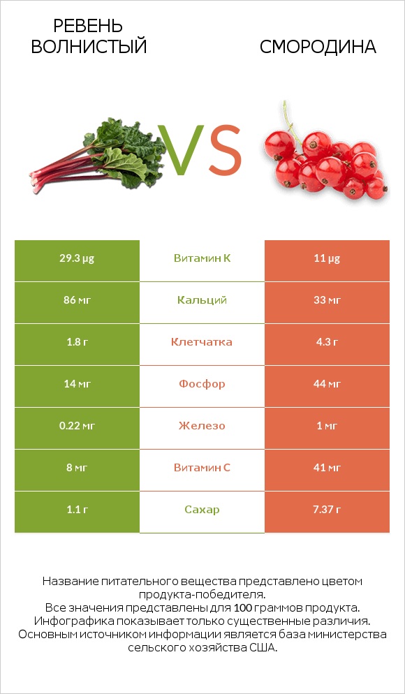 Ревень волнистый vs Смородина infographic