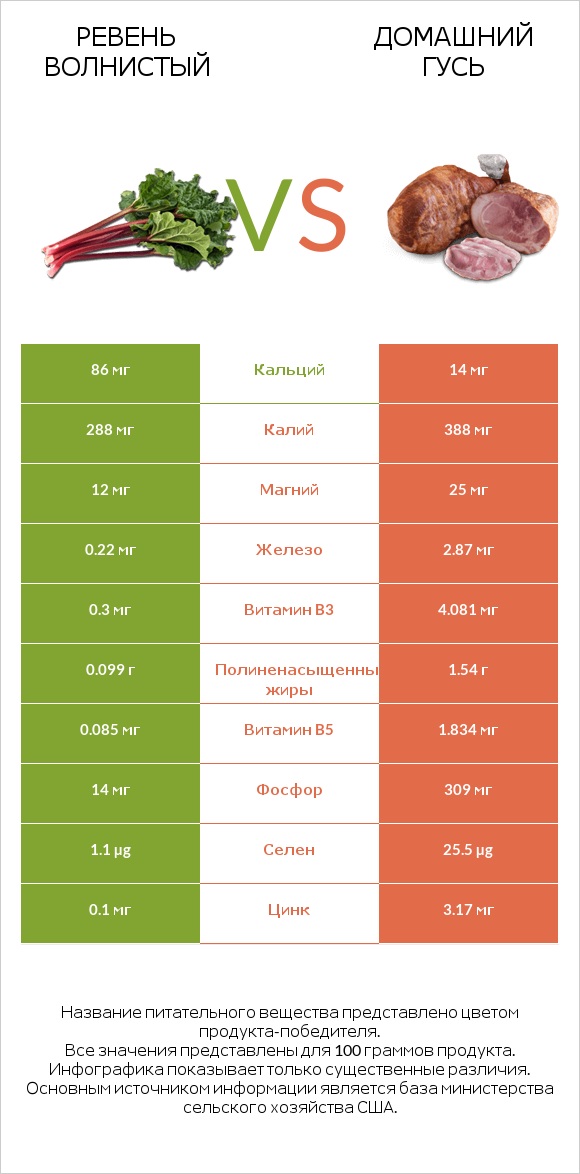 Ревень волнистый vs Домашний гусь infographic