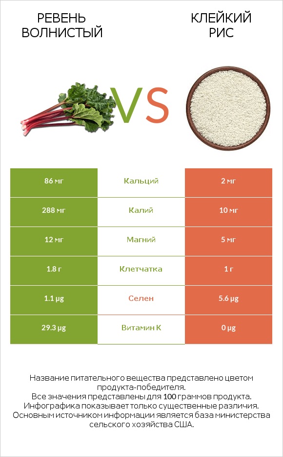 Ревень волнистый vs Клейкий рис infographic