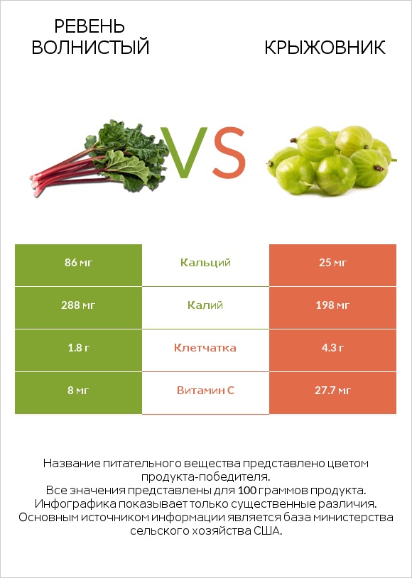 Ревень волнистый vs Крыжовник infographic