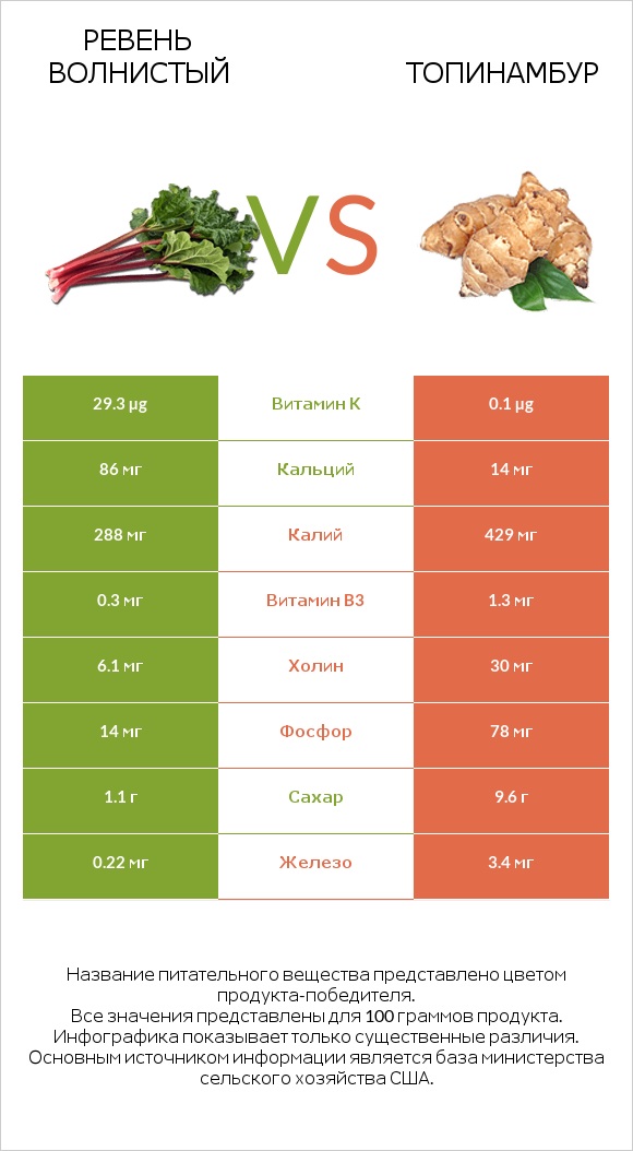 Ревень волнистый vs Топинамбур infographic