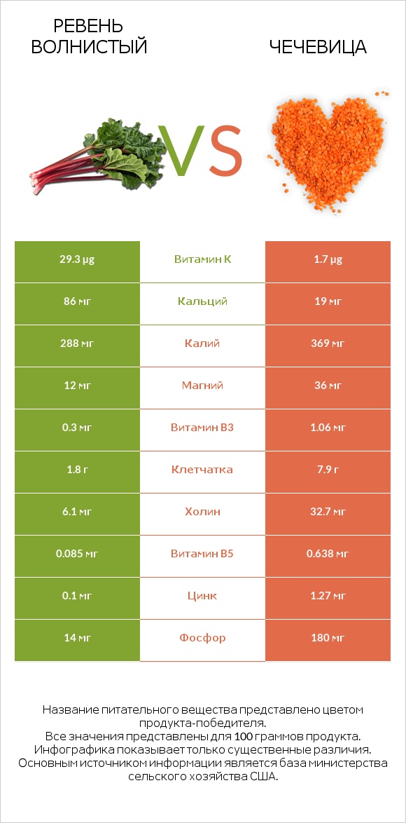 Ревень волнистый vs Чечевица infographic