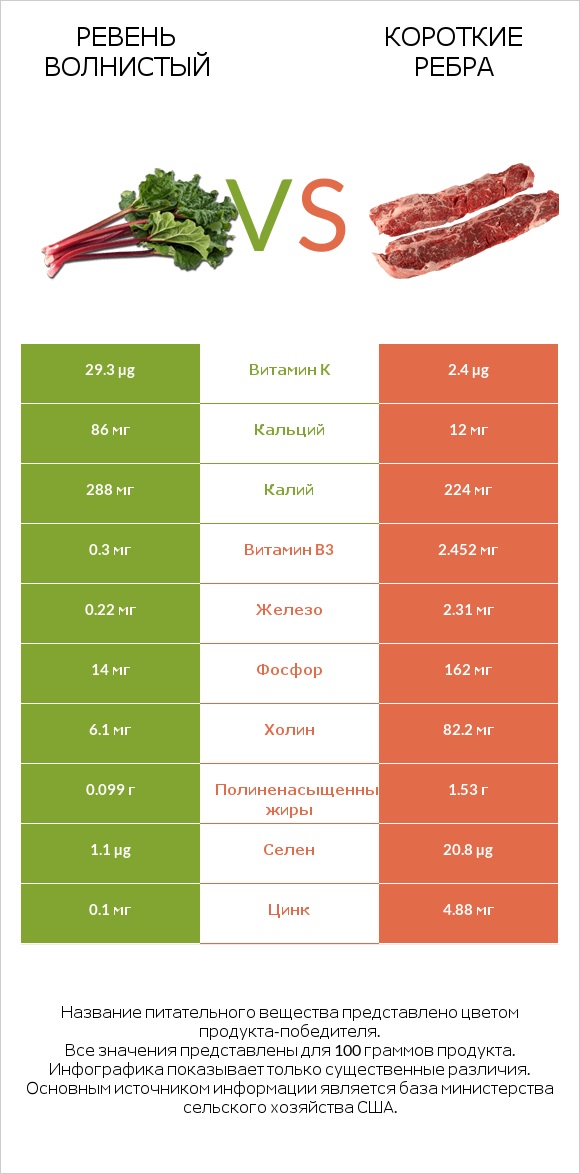 Ревень волнистый vs Короткие ребра infographic