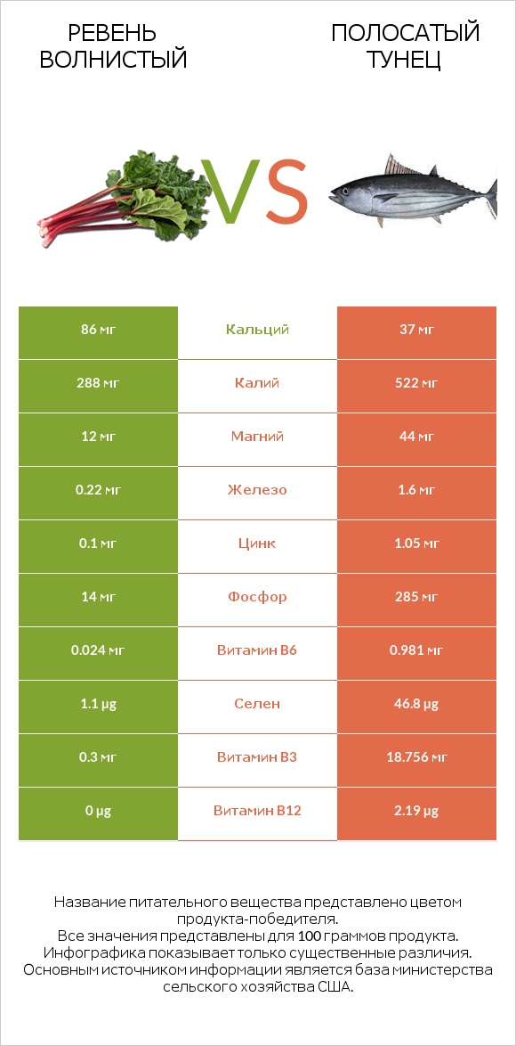 Ревень волнистый vs Полосатый тунец infographic