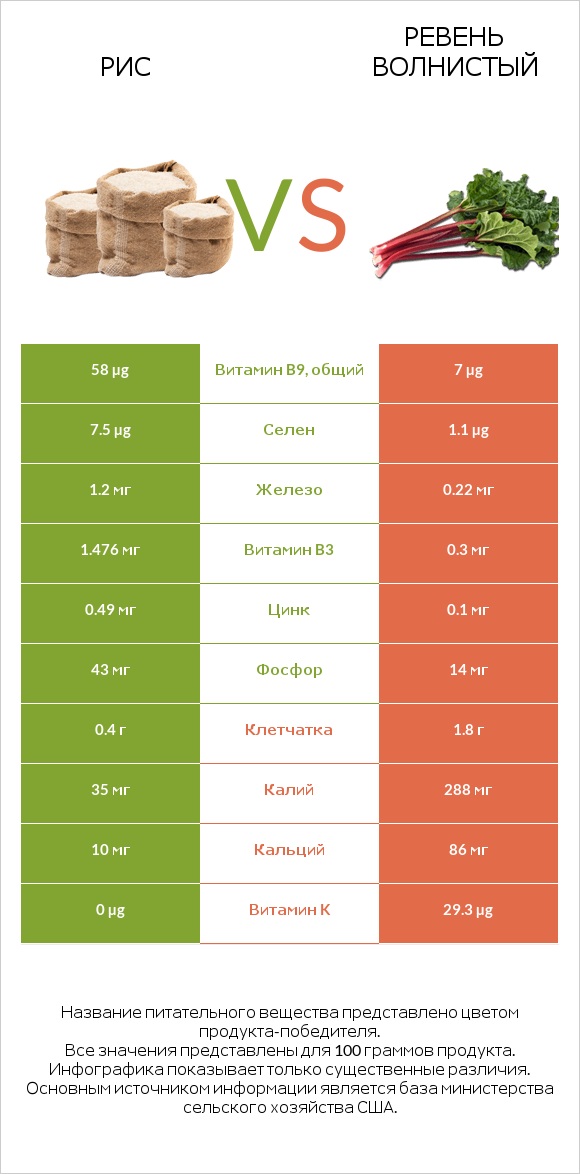 Рис vs Ревень волнистый infographic