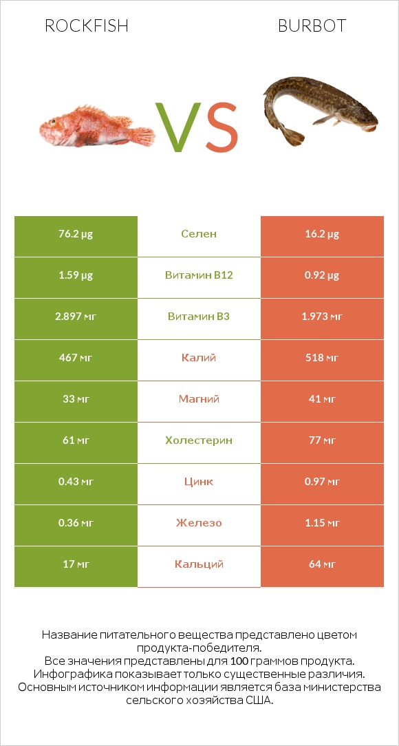 Rockfish vs Burbot infographic