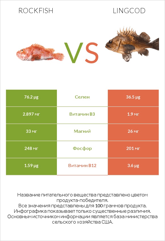 Rockfish vs Lingcod infographic
