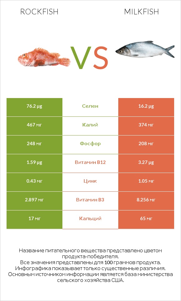 Rockfish vs Milkfish infographic