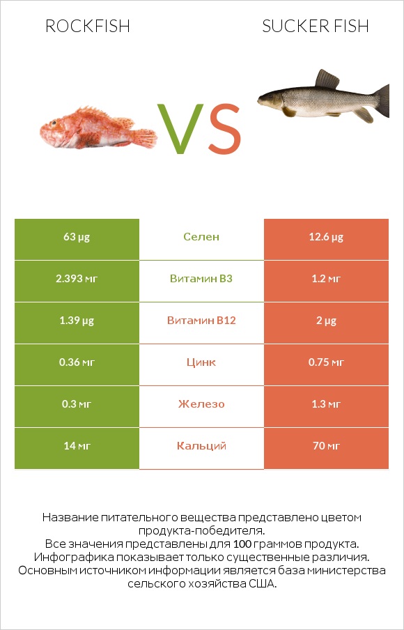 Rockfish vs Sucker fish infographic