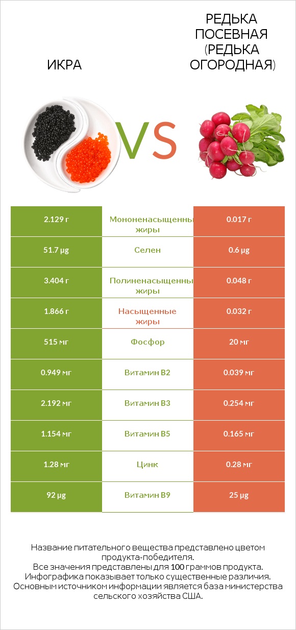 Икра vs Редька посевная (Редька огородная) infographic