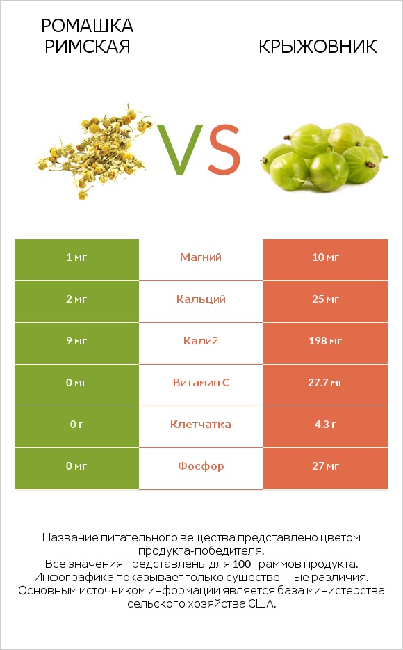 Ромашка римская vs Крыжовник infographic
