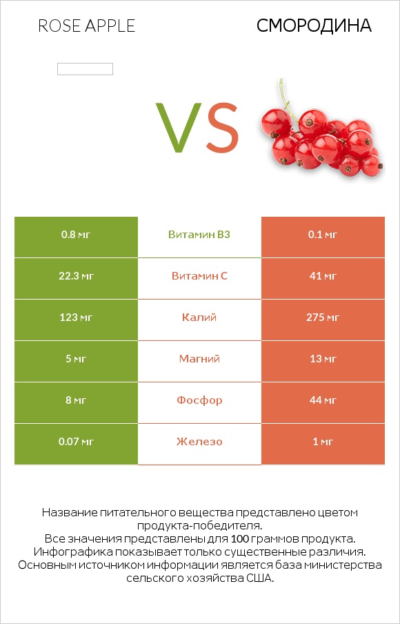 Rose apple vs Смородина infographic