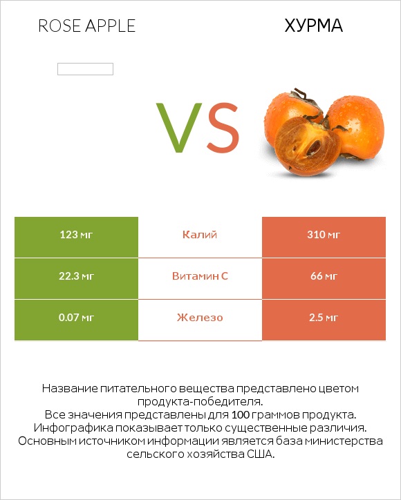 Rose apple vs Хурма infographic
