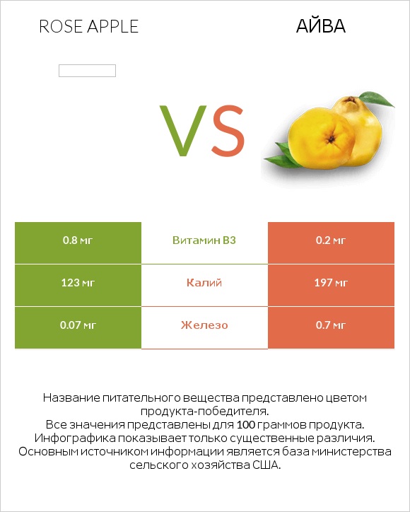 Rose apple vs Айва infographic