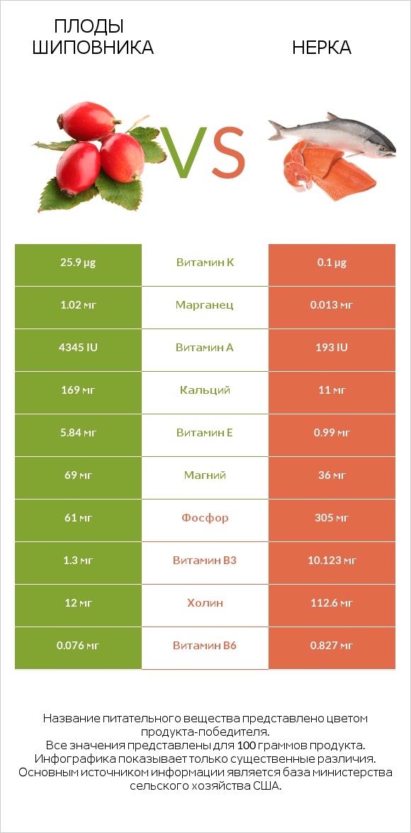 Плоды шиповника vs Нерка infographic