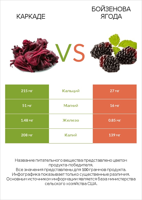 Каркаде vs Бойзенова ягода infographic