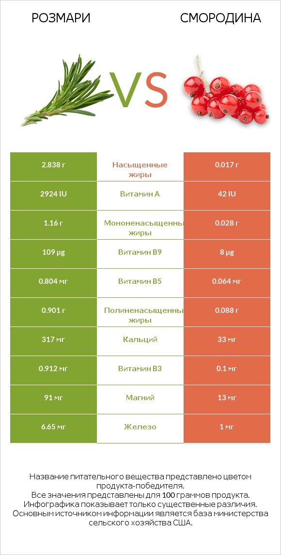 Розмари vs Смородина infographic