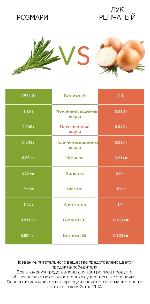 Розмари vs Лук репчатый infographic