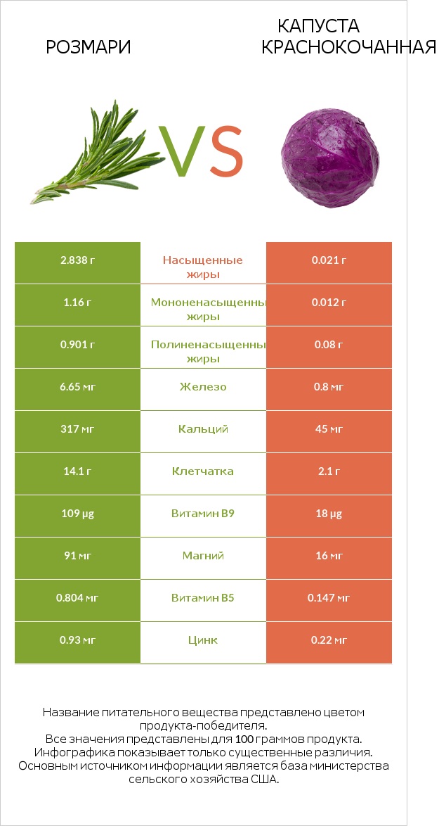 Розмари vs Капуста краснокочанная infographic