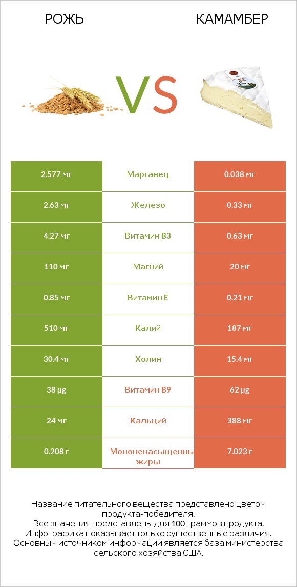 Рожь vs Камамбер infographic