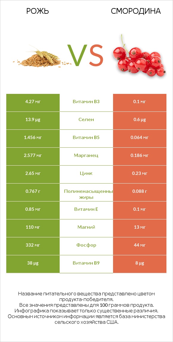 Рожь vs Смородина infographic