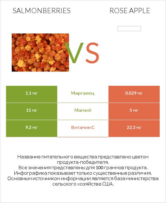 Salmonberries vs Rose apple infographic