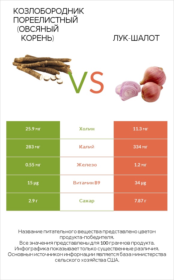 Salsify vs Лук-шалот infographic