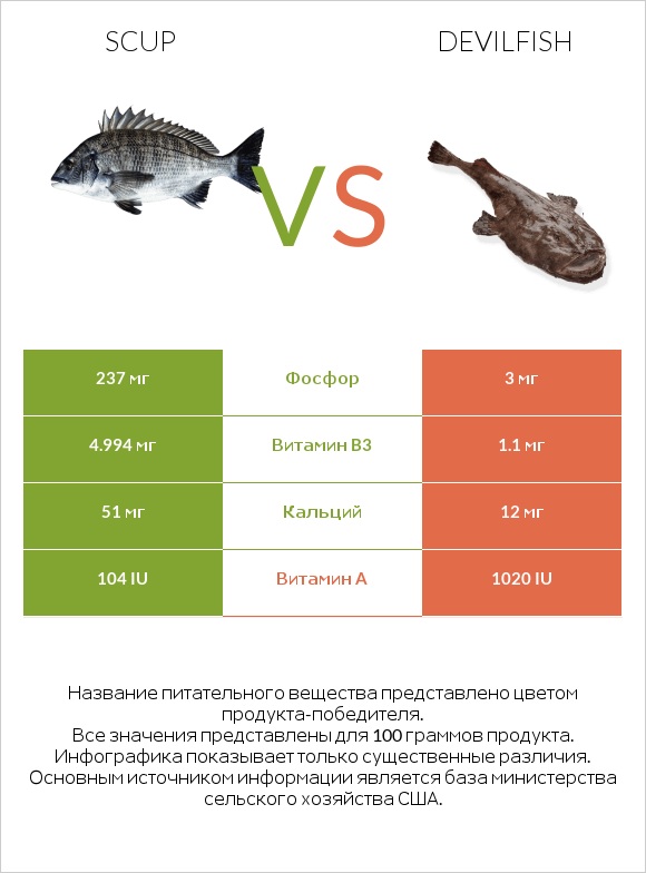 Scup vs Devilfish infographic