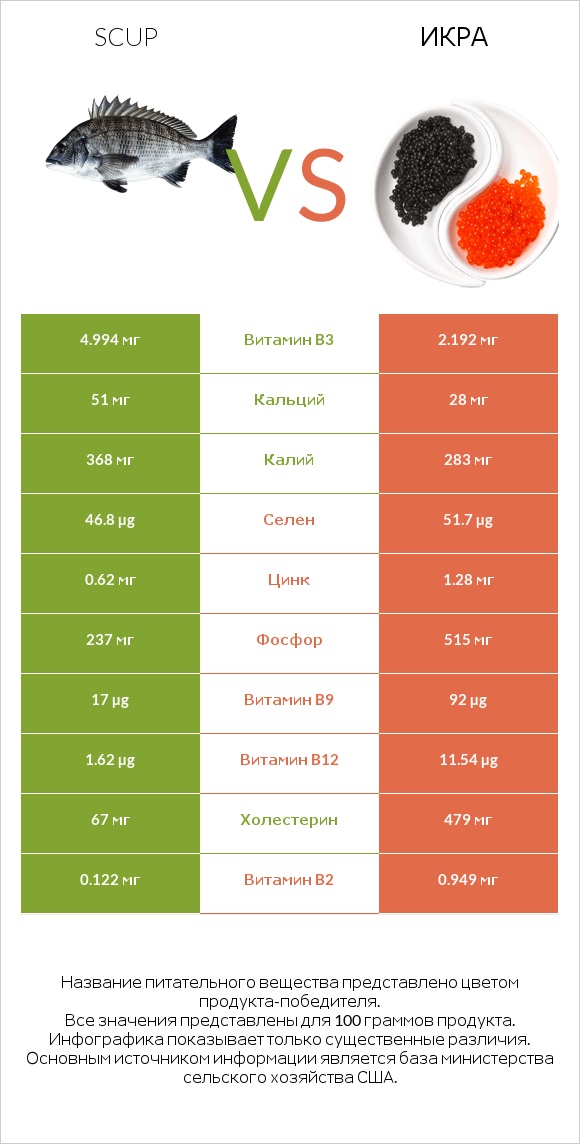 Scup vs Икра infographic