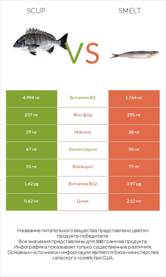 Scup vs Smelt infographic