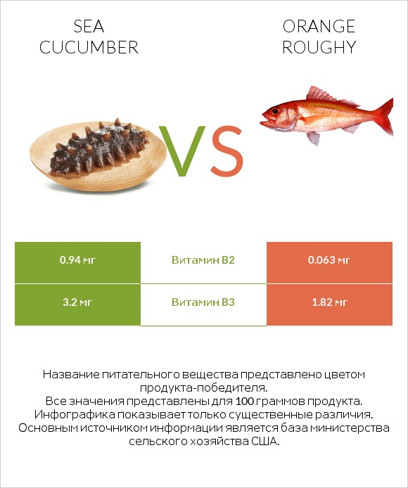 Sea cucumber vs Orange roughy infographic