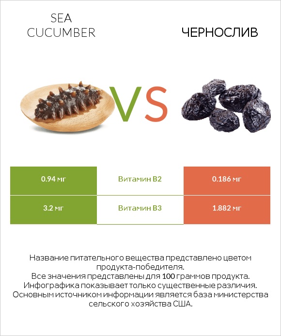 Sea cucumber vs Чернослив infographic