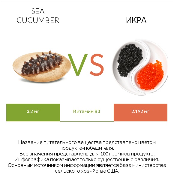 Sea cucumber vs Икра infographic