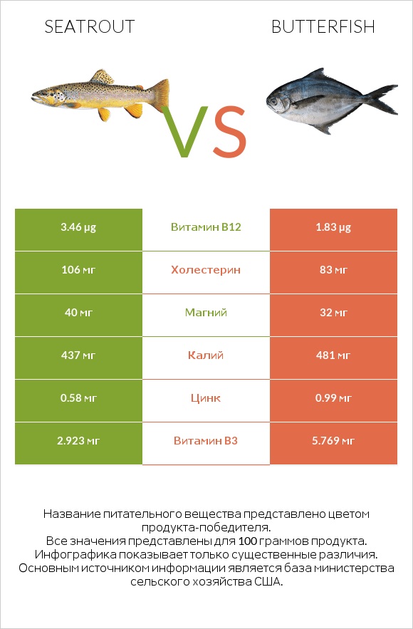 Seatrout vs Butterfish infographic