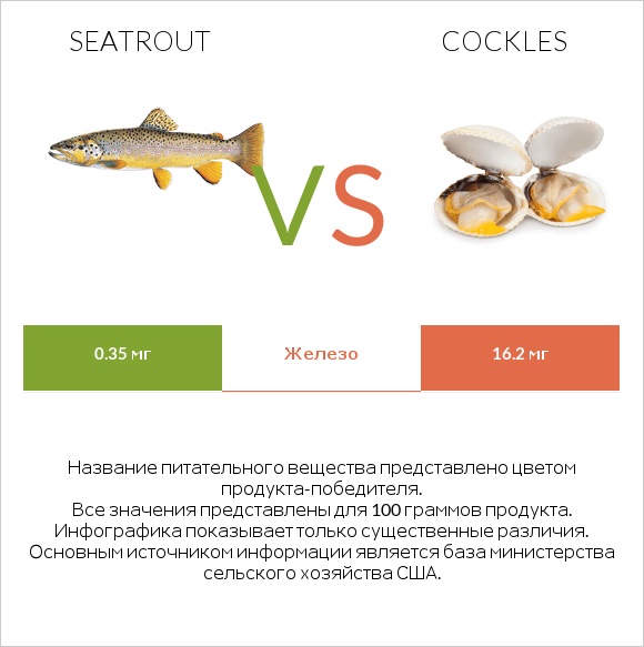 Seatrout vs Cockles infographic