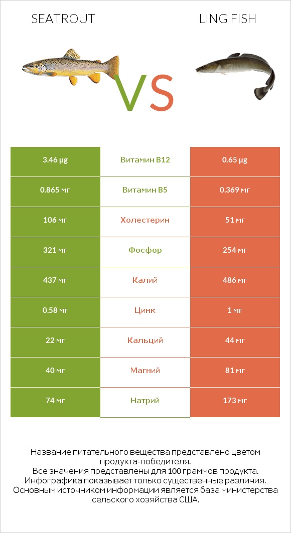 Seatrout vs Ling fish infographic