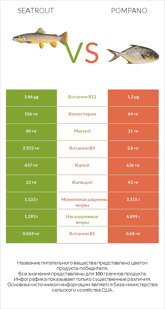 Seatrout vs Pompano infographic