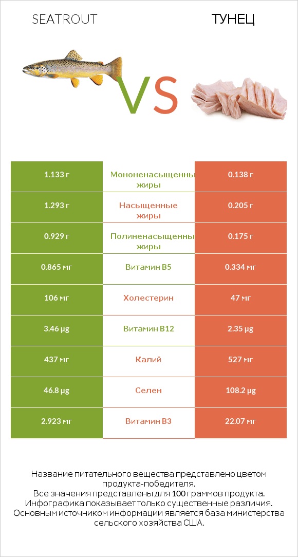 Seatrout vs Тунец infographic