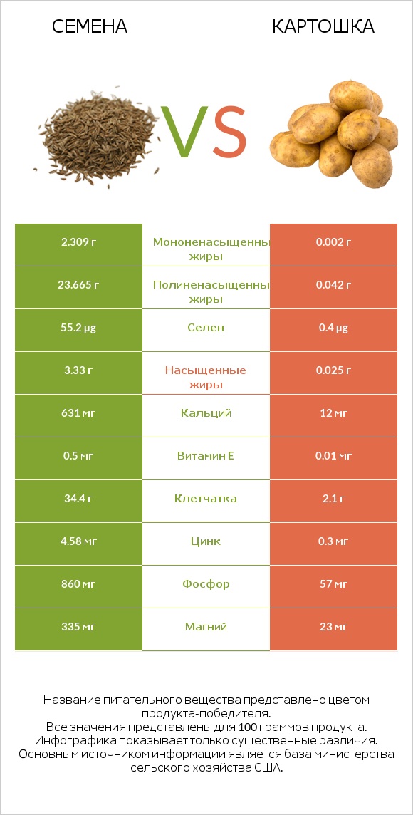 Семена vs Картошка infographic