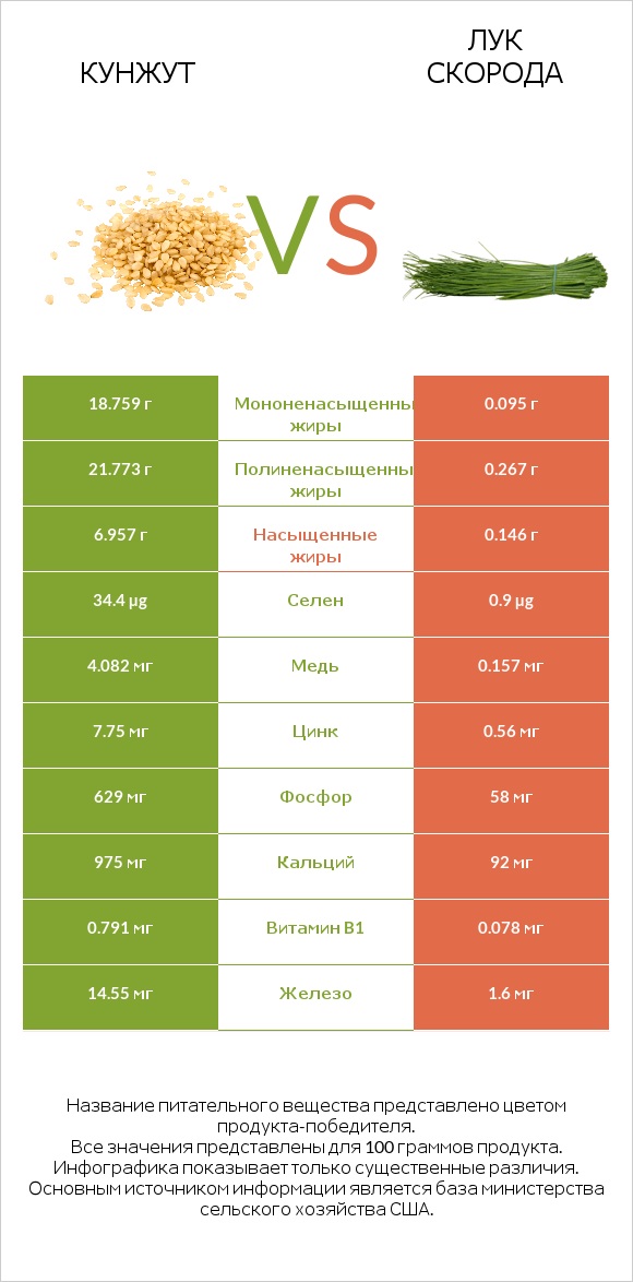 Кунжут vs Лук скорода infographic