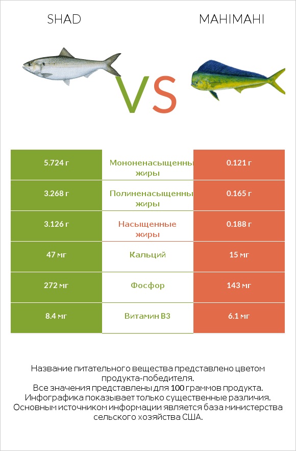 Shad vs Mahimahi infographic