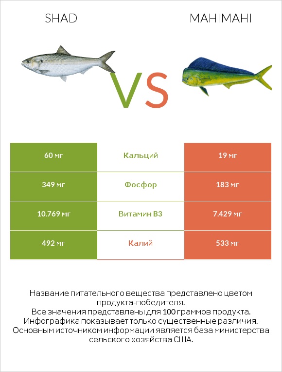 Shad vs Mahimahi infographic