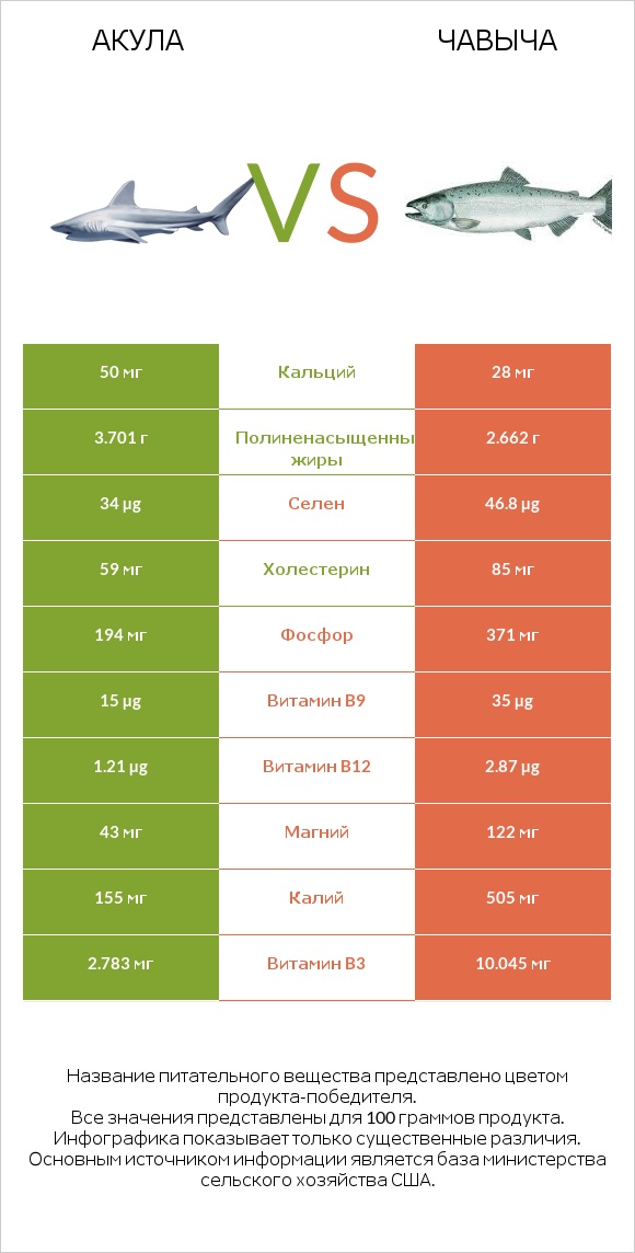 Акула vs Чавыча infographic