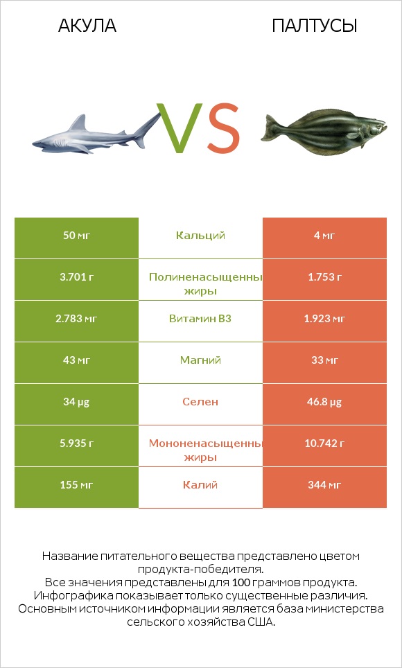 Акула vs Палтусы infographic