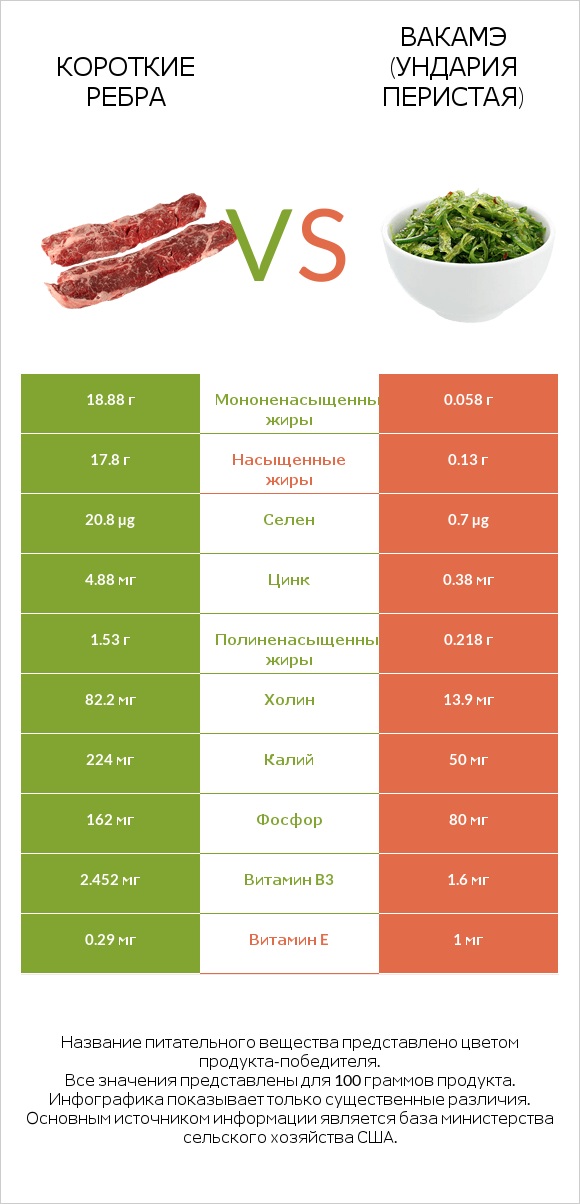 Короткие ребра vs Ундария перистая infographic