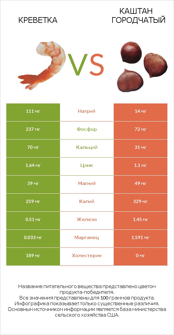 Креветка vs Каштан городчатый infographic