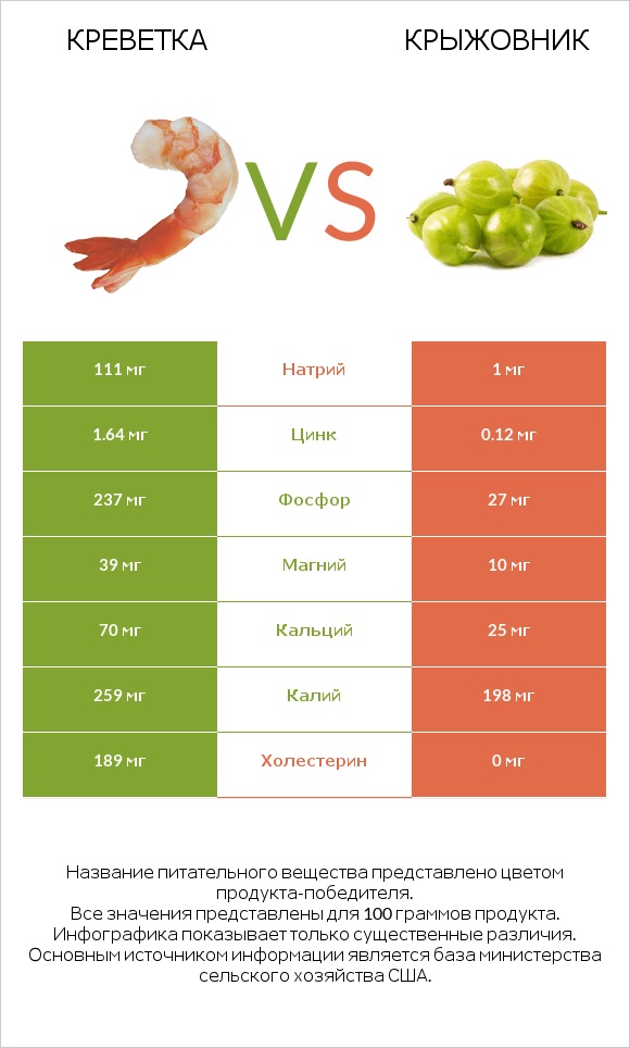 Креветка vs Крыжовник infographic