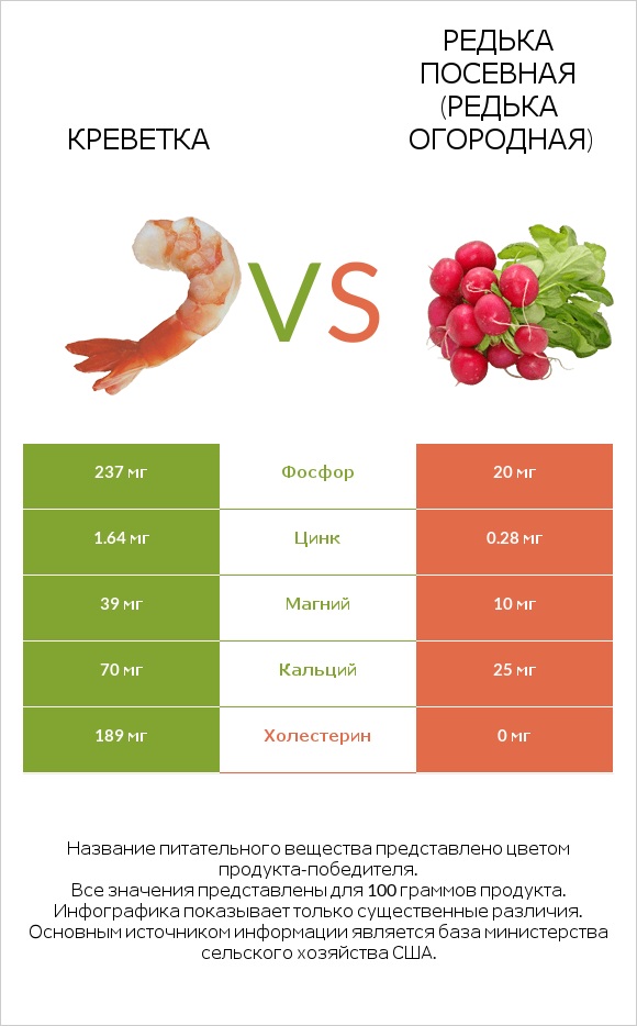 Креветка vs Редька посевная (Редька огородная) infographic