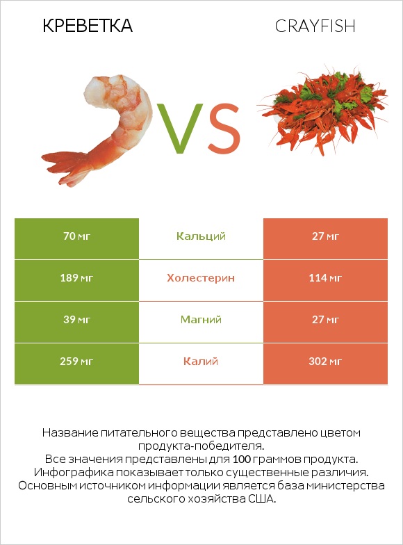 Креветка vs Crayfish infographic