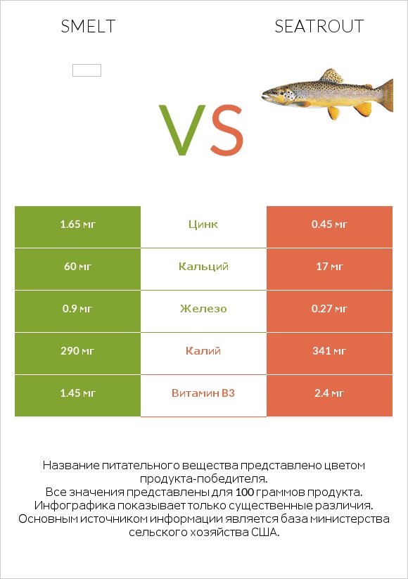 Smelt vs Seatrout infographic